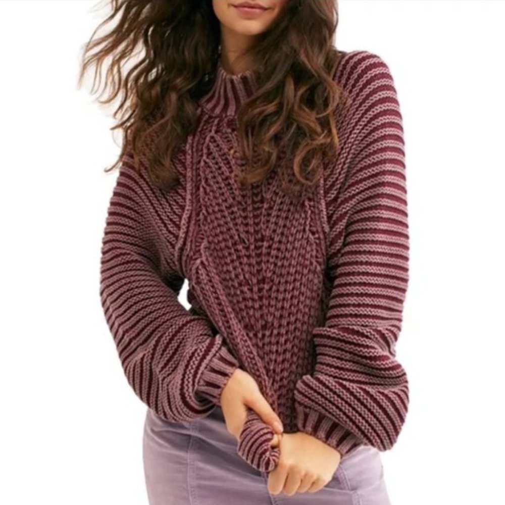 Free people Chunky Knit Sweetheart Sweater Size Large